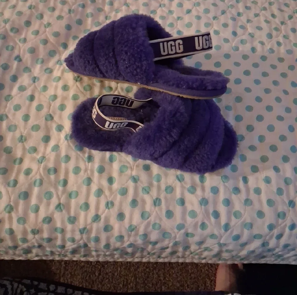 Kids  Uggs Plush Slide Sandals - Purple Sz